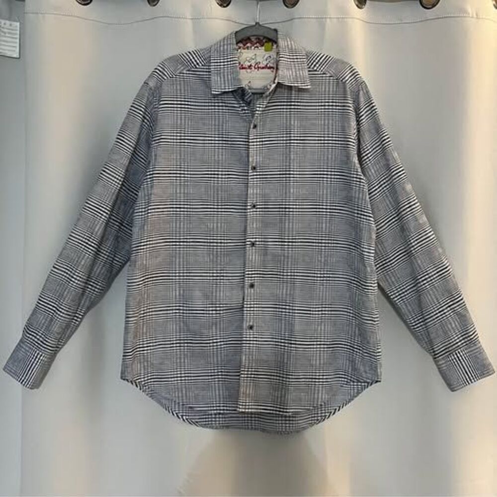 Robert Graham Classic Fit Button Up Embroidered Flip Cuff Shirt Mens Size M